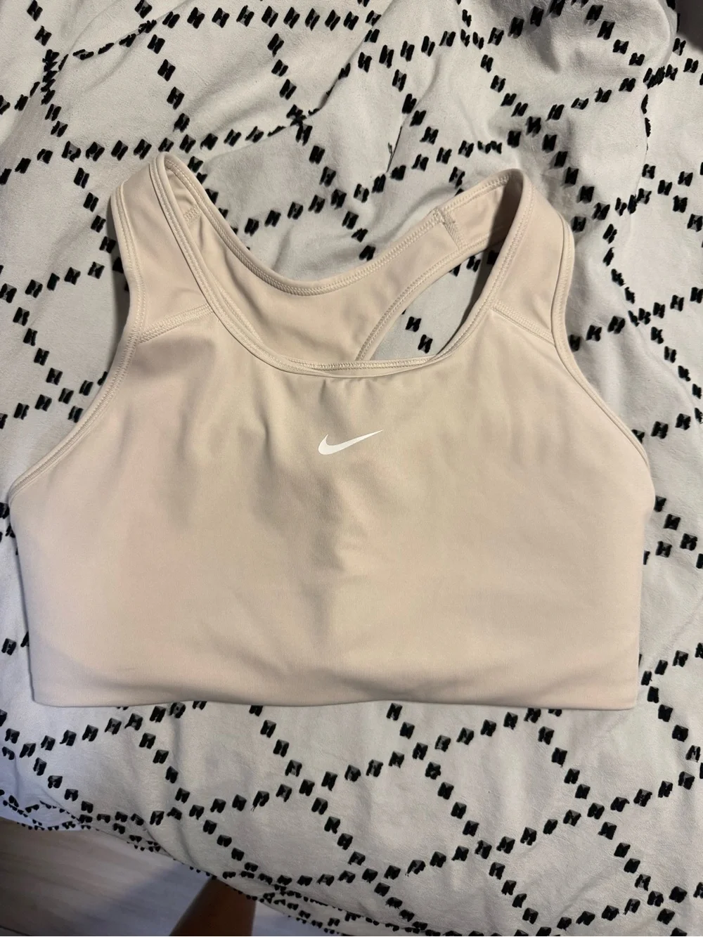 Nike Women's Beige Light Support Sports Bra with White Swoosh NWOT